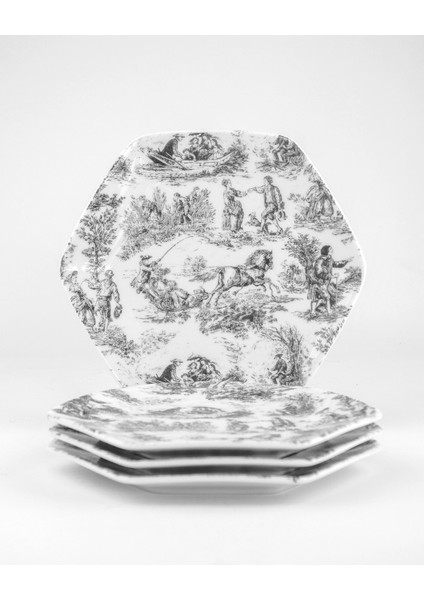 Siyah Ingiliz 4 Parça Porselen Tatlı/kurabiye Tabağı modelleri