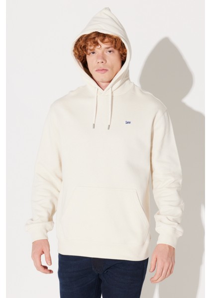 Regular Fit Normal Kesim %100 Pamuk Kapüşonlu Şardonlu Kırık Beyaz Sweatshirt fiyatları