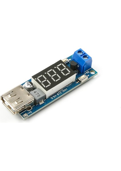 DC 4.5-40V to 5V 2A USB Şarj Dönüştürücü - Voltmetre Modülü
