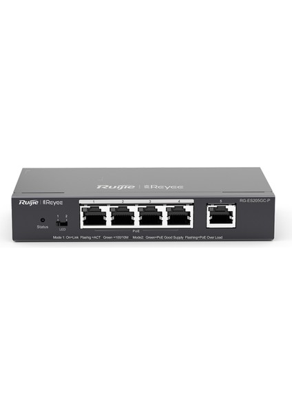 Reyee RG-ES205GC-P , 5 Port Gigabit , 4 Port POE (54W) , Cloud Yönetilebilir , Switch