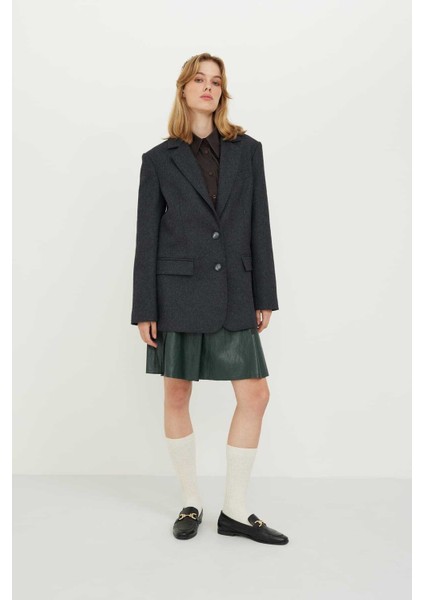 Kaşmir Yün Karışımlı 2 Düğmeli Ceket Antrasit K2416038_046 modelleri