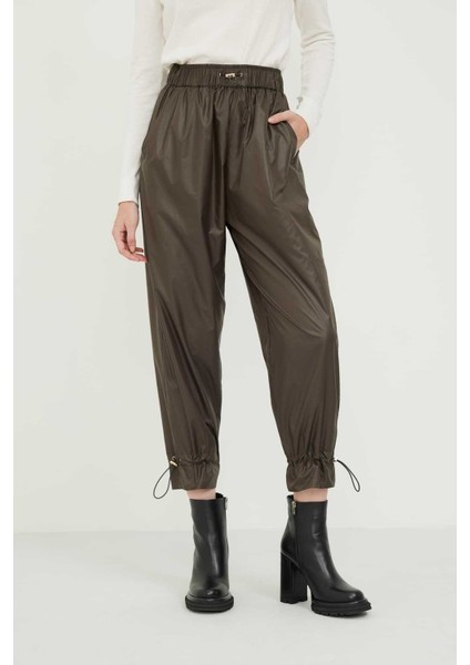 Beli Lastikli Düz Paça Sentetik Pantolon Haki K2412050_023 modelleri