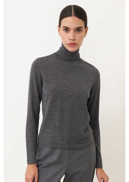 Balıkçı Yaka Yün Karışımlı Triko Antrasit K2479101_046