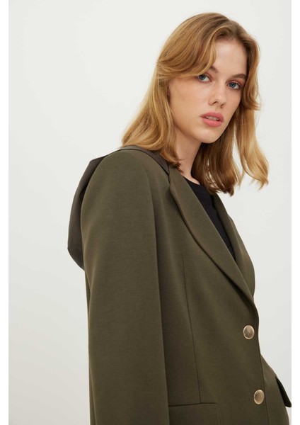 Kapüşonlu Örme Ceket Haki K2426002_023 modelleri