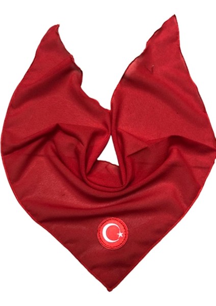 Üçgen Türk Bayrağı Temalı Kırmızı-Beyaz Şifon Fular modelleri