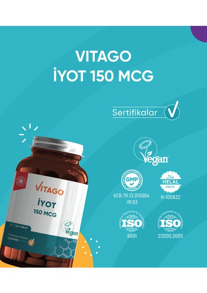 Premium İyot 150 mcg İçeren Tablet Takviye Edici Gıda 120'li indirimleri