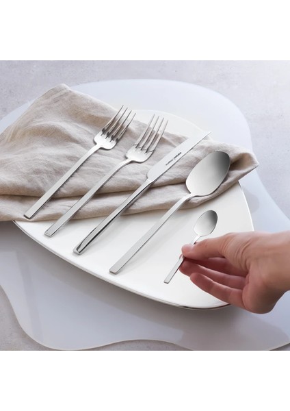 Theo 30 Parça 6 Kişilik Zarif Paslanmaz Çelik (18/10) Çatal Kaşık Bıçak Takımı