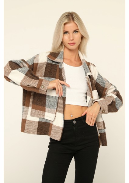 Kadın Krem Oduncu Ceket