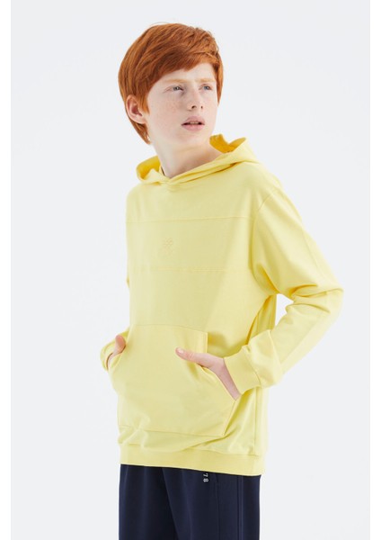 Sarı Kapüşonlu Basic Erkek Çocuk Sweatshirt - 11181