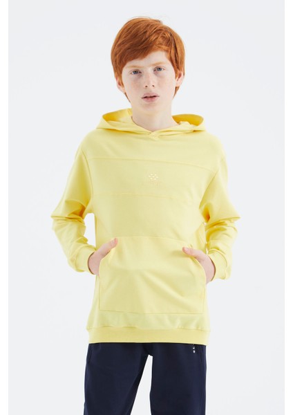 Sarı Kapüşonlu Basic Erkek Çocuk Sweatshirt - 11181 modelleri