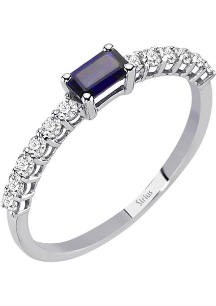 Pırlanta ve Baget Kesim Safir Taşlı Yüzük 0404R0321