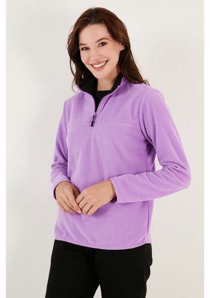 Slim Fit Yumuşak Dokulu Anti-Pilling Tüylenme Yapmayan Yarım Fermuarlı Polar Bayan POLAR 5907000 fırsatları