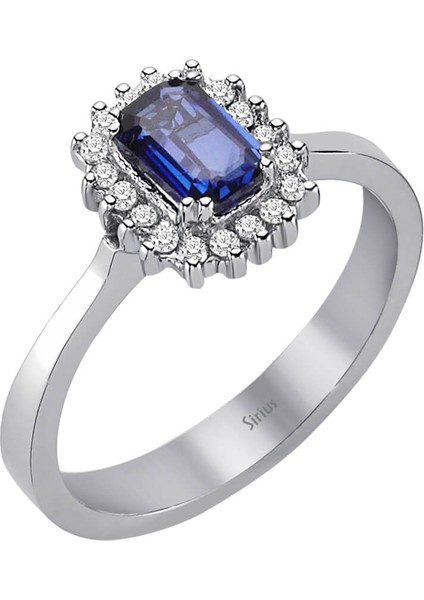 Pırlanta ve Oktagon Kesim Safir Taşlı Yüzük 0404R0323