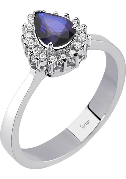 Pırlanta ve Damla Safir Taşlı Anturaj Yüzük 0404R0324