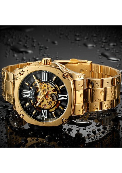 WR818403 Kutusu ile Kazanan Otomatik Mekanik Erkek Kol Saati Askeri Ordu Spor Erkek Saat Üst Marka Lüks Altın Moda Adam Izle 8184 (Yurt Dışından) fırsatları