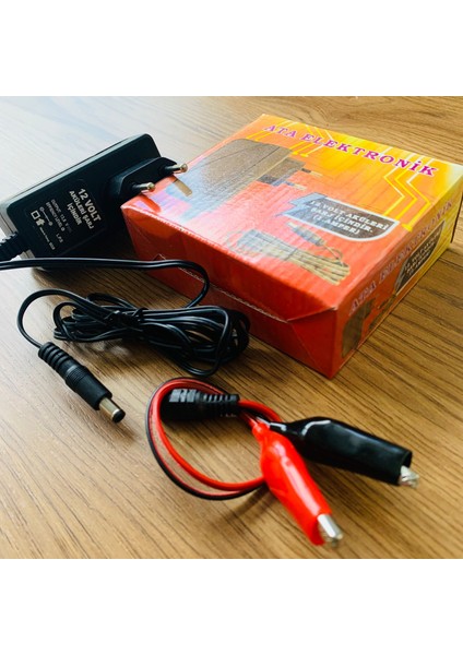 Ata Elektronik Çocuk Oyuncak Atv Utv Akülü Araç Araba 12 Volt Aküler Için Adaptör Şarj Cihazı Extra Maşalı Kablolu 1 Amper EXTRA timsah uçlu KABLOLU  VOLTAJ Kesicili