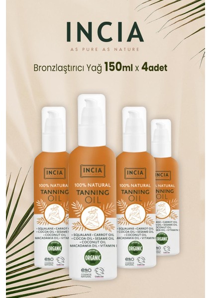 Incia Doğal Bronzlaştırıcı Yağ 150 Ml X 4 Adet