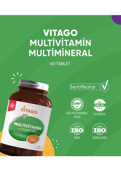 Premium Multivitamin Koenzim Q-10 60 Tablet Takviye Edici Gıda modelleri