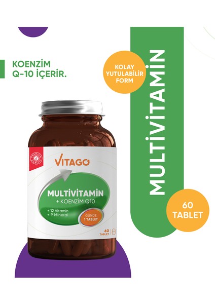 Premium Multivitamin Koenzim Q-10 60 Tablet Takviye Edici Gıda fırsatları