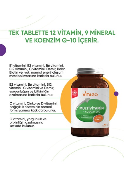 Premium Multivitamin Koenzim Q-10 60 Tablet Takviye Edici Gıda indirimleri