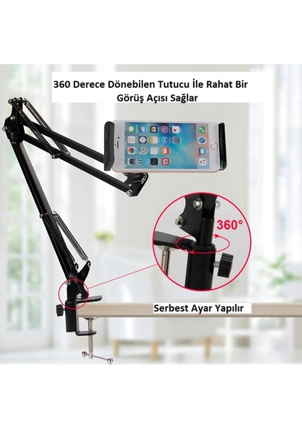 Masa Tablet 6"" 11"" Telefon Tutucu Esnek Uzun Kollu fiyatları