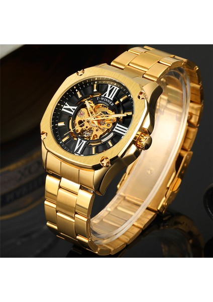 WR818402 Kutusu ile Kazanan Otomatik Mekanik Erkek Kol Saati Askeri Ordu Spor Erkek Saat Üst Marka Lüks Altın Moda Adam Izle 8184 (Yurt Dışından) modelleri