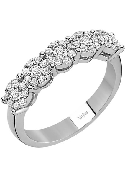 2 Karat Görünümlü Pırlanta 5 Taş Yüzük 0404R0327