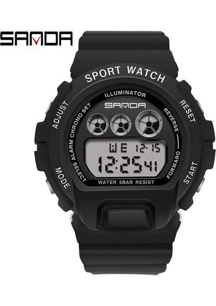 Siyah Beyaz Kadran Sanda G Stil Erkekler Askeri Spor Saat Kadın LED Dijital Elektronik Aydınlık Saat Su Geçirmez Erkek Ms Izle Relogio Masculino (Yurt Dışından)