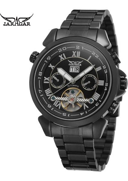 Gümüş Beyaz Jaragar Izle Basit Lüks Gümüş Içi Boş Çok Fonksiyonlu Erkek Saatler Su Geçirmez Otomatik Mekanik Çelik Saat Kol Saati Adam (Yurt Dışından) fiyatları