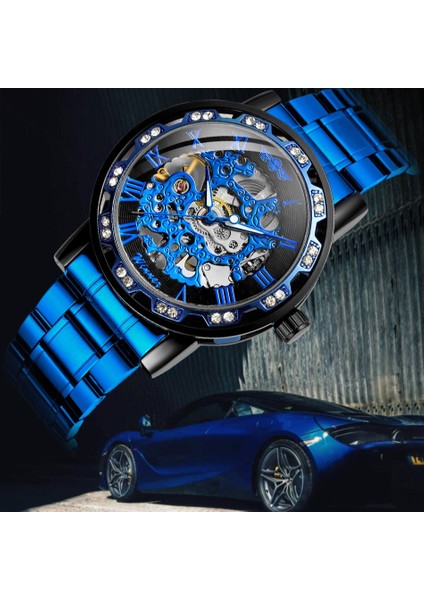 Siyah Sıcak Marka T-Kazanan Lüks Erkekler Şeffaf Moda Elmas Aydınlık Hareketi Erkek Mekanik Kraliyet Tasarım Kol Saati (Yurt Dışından) indirimleri