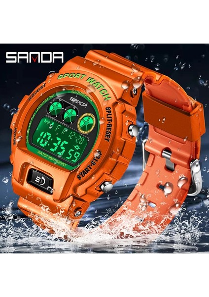 2017 Turuncu Sanda Moda G Tarzı Spor Saat Su Geçirmez Askeri Saat Titreşim Moda LED Işıklı Elektronik Erkek Saat Reloj De Hombre (Yurt Dışından)