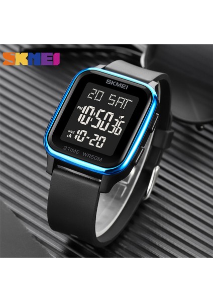 Siyah Skmeı Moda LED Işık Dijital Saat Erkek 5bar Su Geçirmez Takvim Geri Sayım Elektronik Kol Saatleri Saat Reloj Hombre 1858 (Yurt Dışından) indirimleri