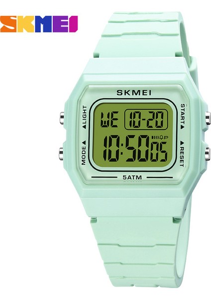 Açık Yeşil Skmeı Açık Spor Izle Erkekler Saatler Moda Basit Saatler Kadın Takvim Pu Kayış 5bar Su Geçirmez Dijital Saat Reloj Hombre (Yurt Dışından)