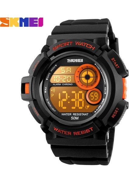 Turuncu Skmeı Açık Spor Izle Erkekler Basit Renkli LED Ekran Saatler Su Geçirmez Darbeye Dayanıklı Dijital Saat Reloj Hombre 1222 (Yurt Dışından)