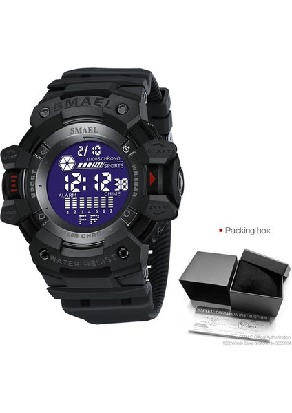 Kara Kutu Smael Elektronik Dijital Saat Erkekler Için Moda Askeri Spor Kol Saati 5bar Su Geçirmez LED Ekran Otomatik Tarih ile Saatler 8050 (Yurt Dışından)