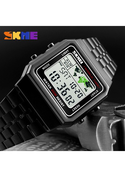 Gümüş Skmeı Moda Erkek Saatler Top Marka Lüks Geri Sayım Kronometre Elektronik Dijital Saat Erkekler Su Geçirmez Askeri Spor Saatleri (Yurt Dışından) indirimleri