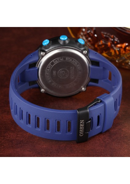 1812-CAM Siyah Dijital Erkek Saatler Açık Hava Spor Su Geçirmez Elektronik LED Erkek Kol Saati Mavi Silikon Moda Askeri Saat Reloj Masculino (Yurt Dışından)