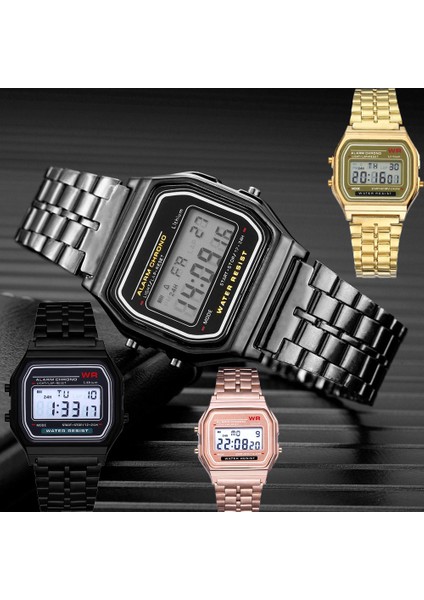 493 Yeşil Erkekler Izle Moda LED Dijital Saatler Adam Spor Askeri Kol Saatleri Vintage Paslanmaz Çelik Bileklik Elektronik Saat Reloj (Yurt Dışından)