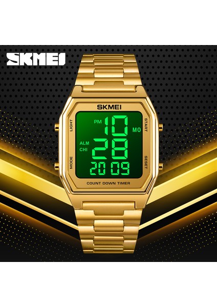 Altın Gümüş Skmeı Orijinal Moda Erkekler Izle Lüks Dijital Saat Paslanmaz Çelik Adam Için LED Işık Su Geçirmez Kronograf Lüks Kol Saati (Yurt Dışından) fiyatları