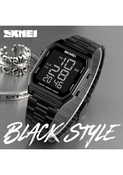 Altın Gümüş Skmeı Orijinal Moda Erkekler Izle Lüks Dijital Saat Paslanmaz Çelik Adam Için LED Işık Su Geçirmez Kronograf Lüks Kol Saati (Yurt Dışından) fırsatları