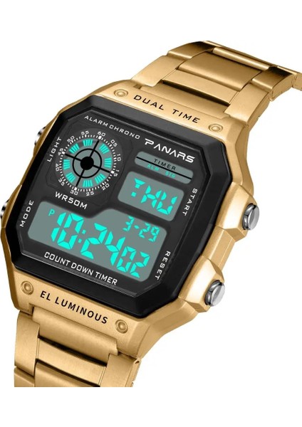 8113 Gümüş Saatler Erkekler Lüks Marka Su Geçirmez Spor Saat Erkek Çalar Saat LED Dijital Kol Saati Paslanmaz Çelik Alaşım Montre Homme Hediye (Yurt Dışından) modelleri