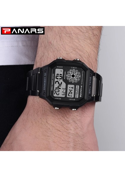 8113 Gümüş Saatler Erkekler Lüks Marka Su Geçirmez Spor Saat Erkek Çalar Saat LED Dijital Kol Saati Paslanmaz Çelik Alaşım Montre Homme Hediye (Yurt Dışından) indirimleri