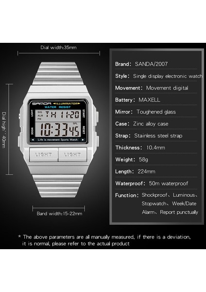 8113 Gümüş Sanda Askeri Erkek Saatler 50 M Su Geçirmez Izle Çalar Saat LED Dijital Kol Saati Paslanmaz Çelik Alaşım Bilek Relogio Masculino (Yurt Dışından) indirimleri