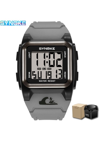 Kara Kutu Spora Dayanıklı Dijital Saatler 50 M Su Geçirmez Alarm Izle Dikdörtgen Kadran Tarih LED Sert Yapı Bilek Saati Reloj Hombre + Kutu (Yurt Dışından)