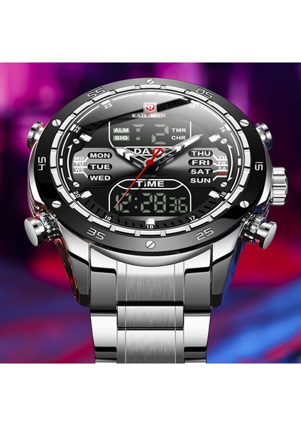 Seçenek A-4 Güçlü Stil Erkek Askeri Spor Kol Saati Kuvars Tam Çelik Su Geçirmez Çift Ekran Erkek Saat Saatler Relogio Masculino 2021 (Yurt Dışından) fiyatları