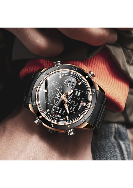 Seçenek A-4 Güçlü Stil Erkek Askeri Spor Kol Saati Kuvars Tam Çelik Su Geçirmez Çift Ekran Erkek Saat Saatler Relogio Masculino 2021 (Yurt Dışından) modelleri