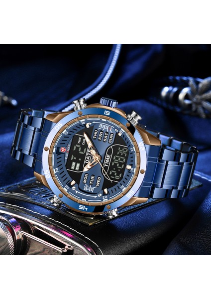 Seçenek A-4 Güçlü Stil Erkek Askeri Spor Kol Saati Kuvars Tam Çelik Su Geçirmez Çift Ekran Erkek Saat Saatler Relogio Masculino 2021 (Yurt Dışından) indirimleri