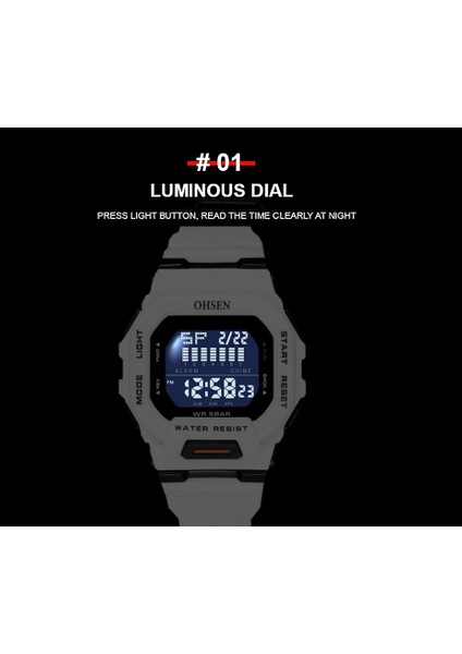 Yeşil Siyah Moda Dijital Erkek Izle Relogio Masculino Kırmızı Su Geçirmez Açık Spor Silikon Izle Ordu Elektronik Kol Saati Reloj Hombre (Yurt Dışından) fırsatları