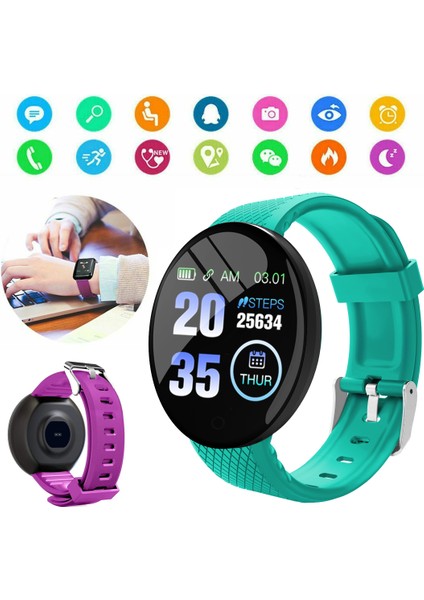 Siyah Mavi Mor Spor D18 Akıllı Saat Bilgi Hatırlatma Pedometre Fitness Takip Cihazı Çoklu Spor Modları Otomatik Işıklı Ekran Giyilebilir Cihaz (Yurt Dışından) indirimleri
