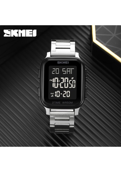 Gümüş Erkek Saatler Su Geçirmez Spor Dijital LED Izle Alarm Chrono Elektronik Saat Adam Öğrenci Kol Saati Skmeı Relogio Masculino (Yurt Dışından) indirimleri